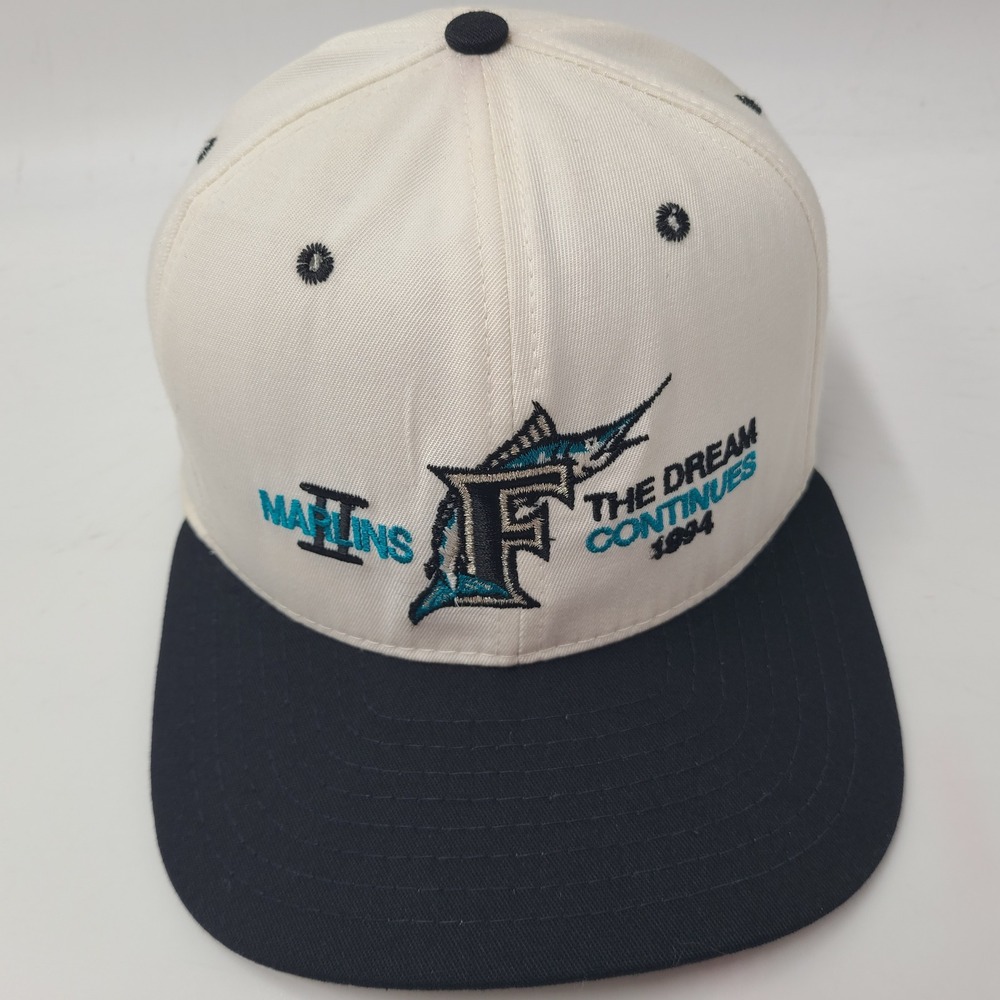 Vintage Florida Marlins Hat Snapback New Era White Black 1994 Stadium Collection